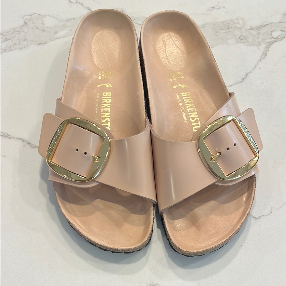 Birkenstock Women's Madrid Big Buckle High Shine Slide Sandals, Size 41